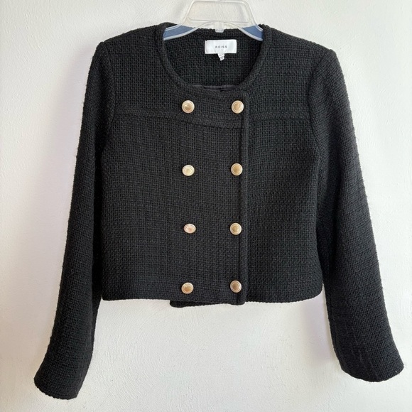 Reiss Jackets & Blazers - REISS Esmie Cropped Jacket Double Breasted Wool Blend Size 6